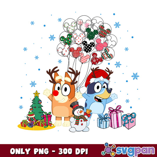 Bluey bingo santa christmas png, bluey christmas tree png