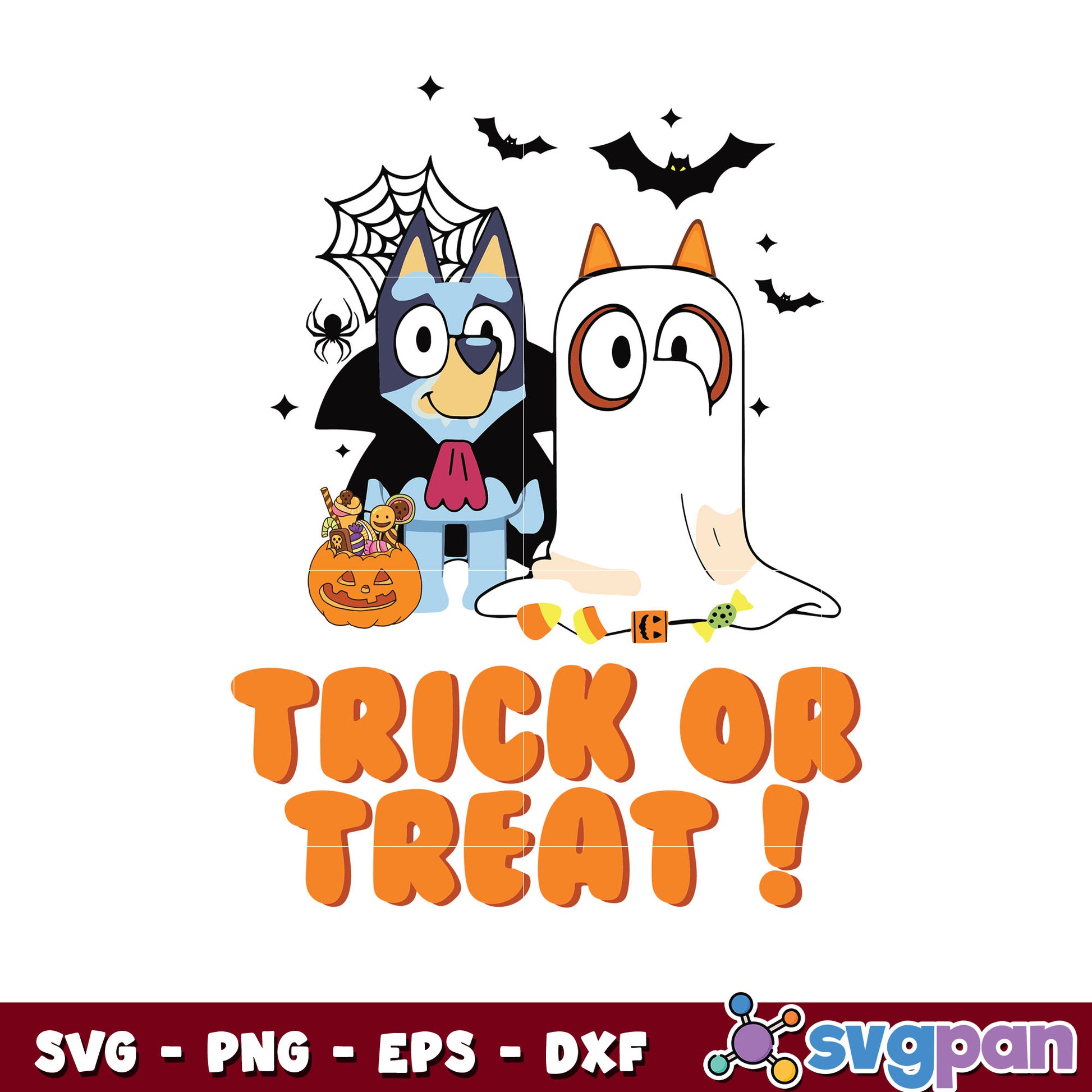 Bluey bingo trick or treat halloween svg, bluey halloween svg