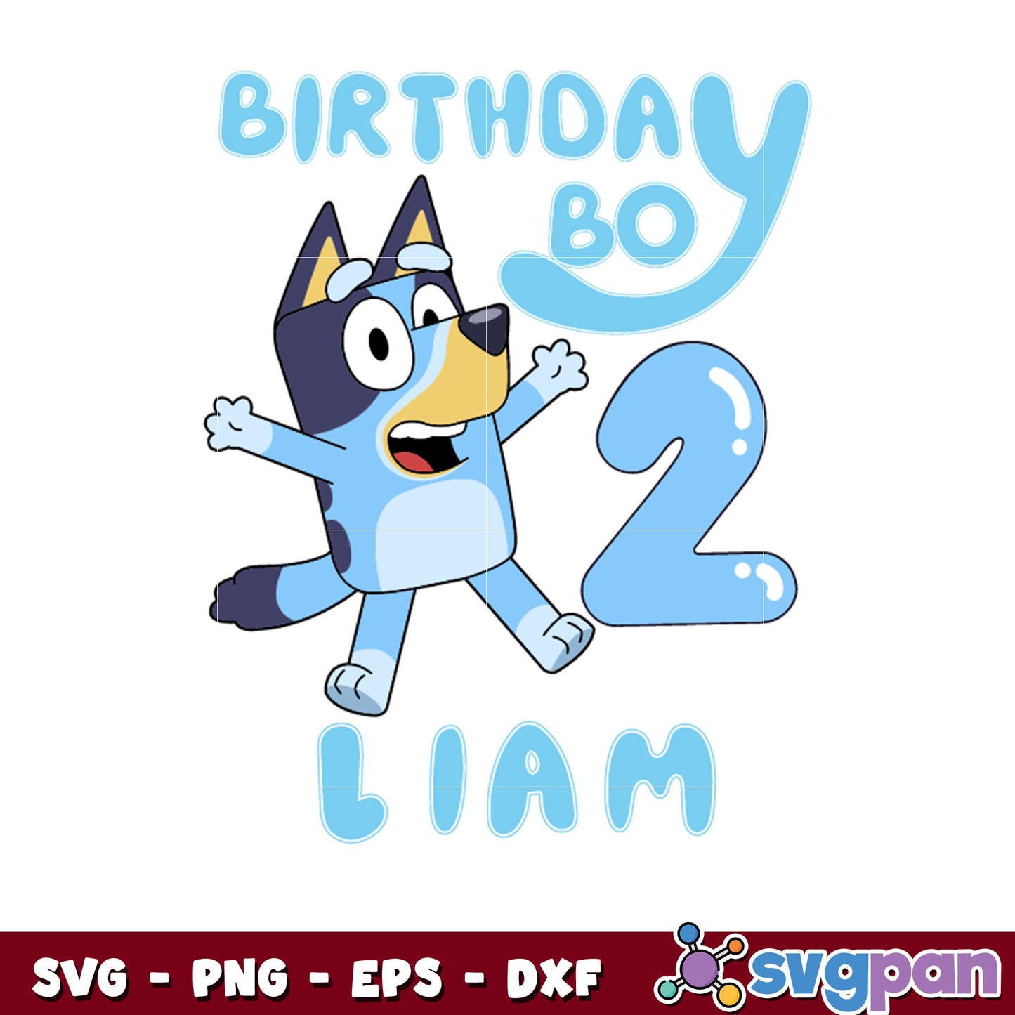 Bluey birthday bo 2 lian svg, bluey dog svg, bluey cartoon svg