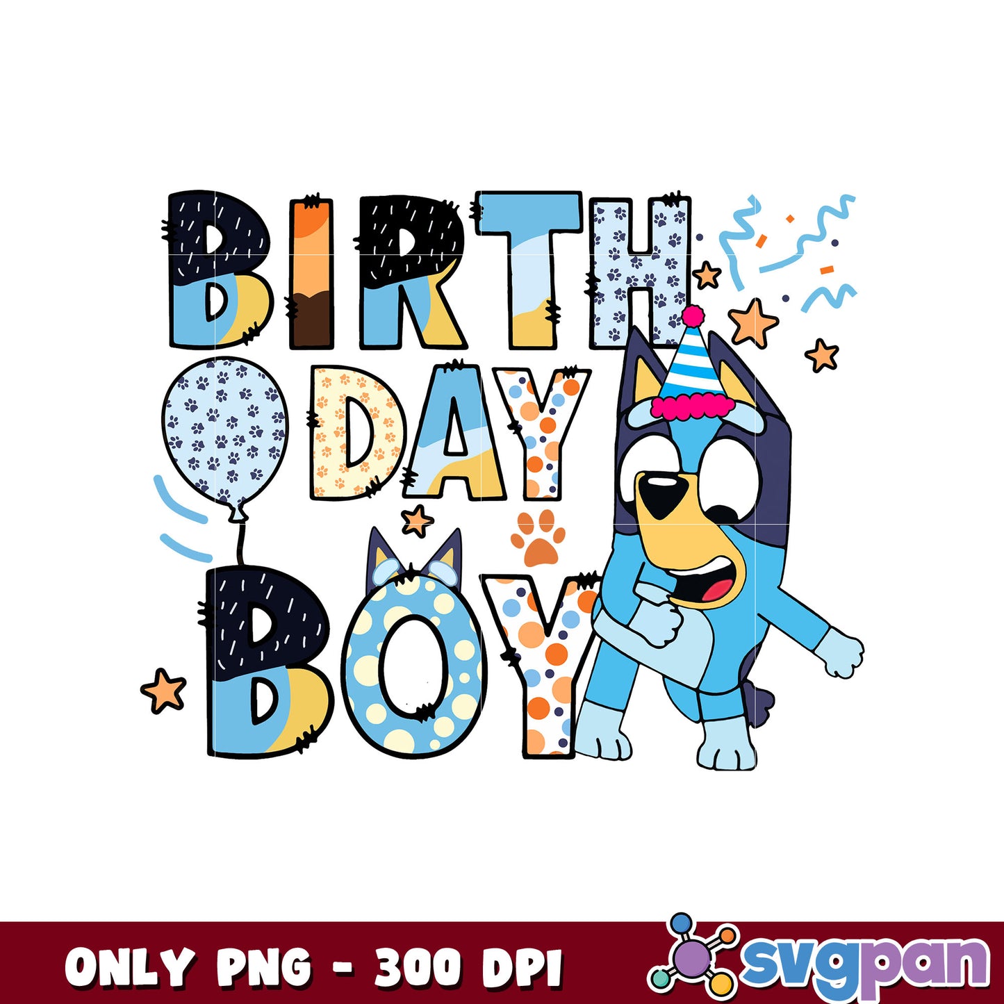 Bluey birth day boy png, bluey character png, bluey dog png