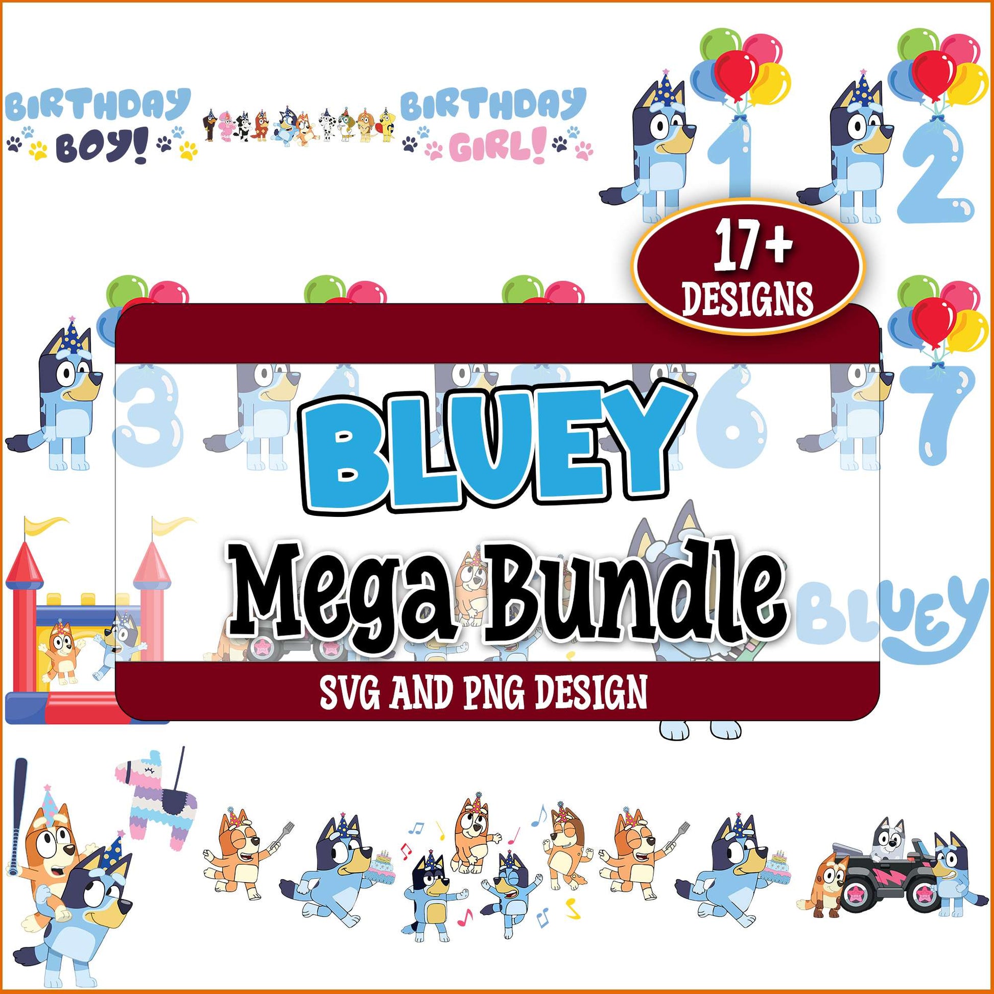 Bluey birthday boy x girl svg bundle