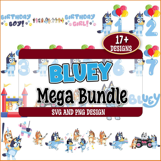Bluey birthday boy x girl svg bundle