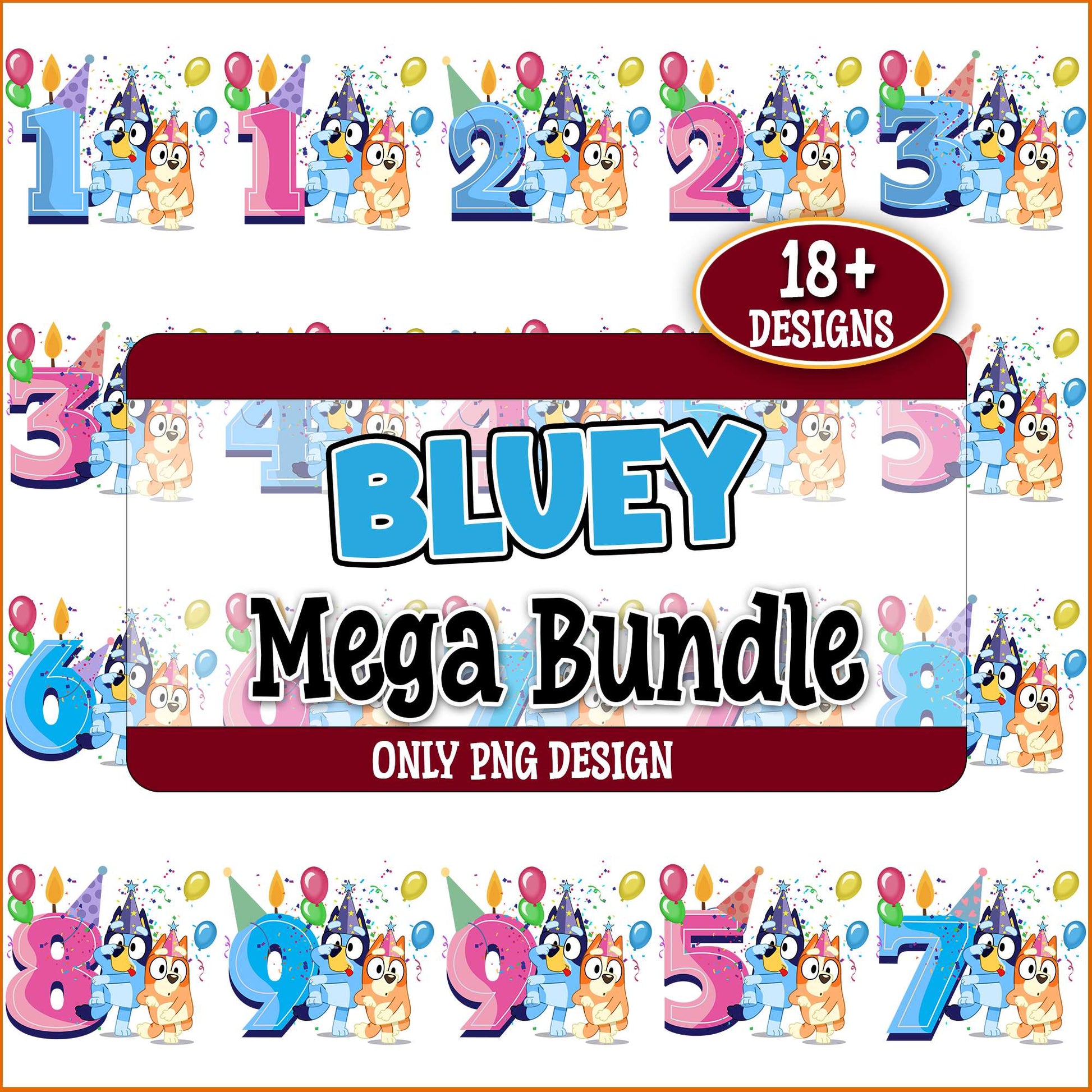 Bluey birthday candle png bundle