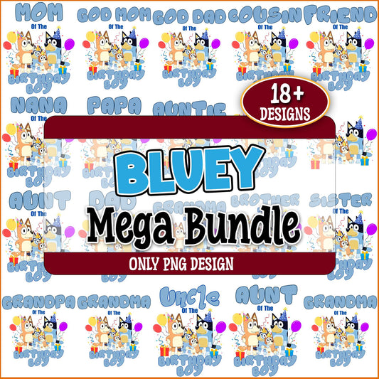 Bluey birthday family png bundle