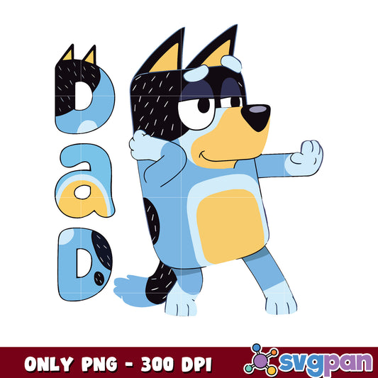 Bluey cartoon bandit dad png, bluey character png, bluey png