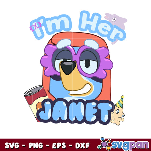 Bluey cartoon i'm Her janet design svg, bluey dog svg​ , bluey svg