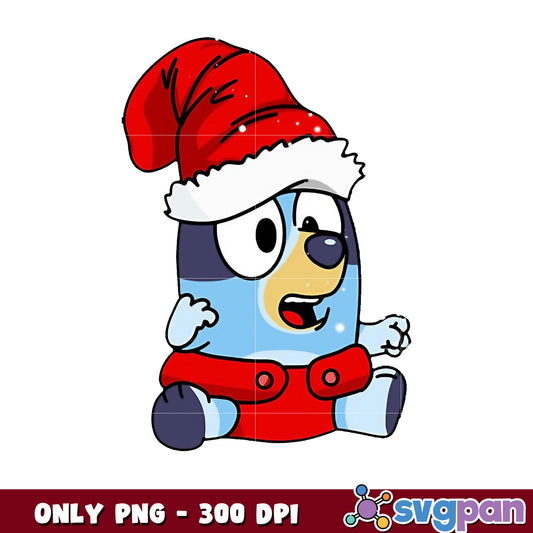 Bluey character christmas design png, bluey christmas hat png