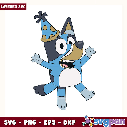 Bluey character happy birthday design svg, cute dog cartoon png, bluey cartoon svg