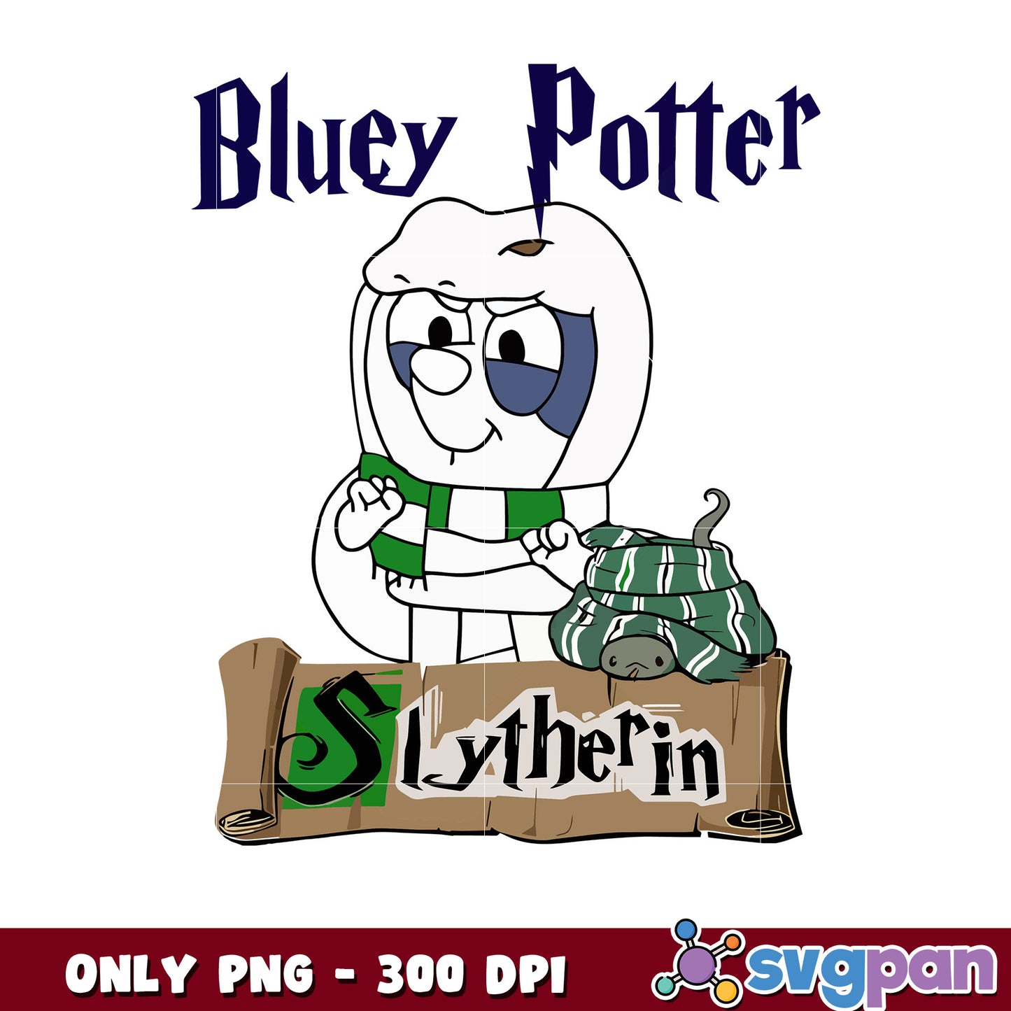 Bluey character potter slytherin png, harry potter bluey​ png