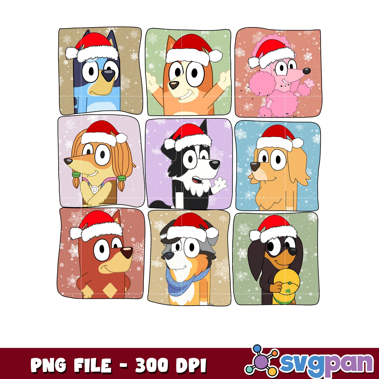 Bluey characters christmas png, bluey christmas png, merry christmas png