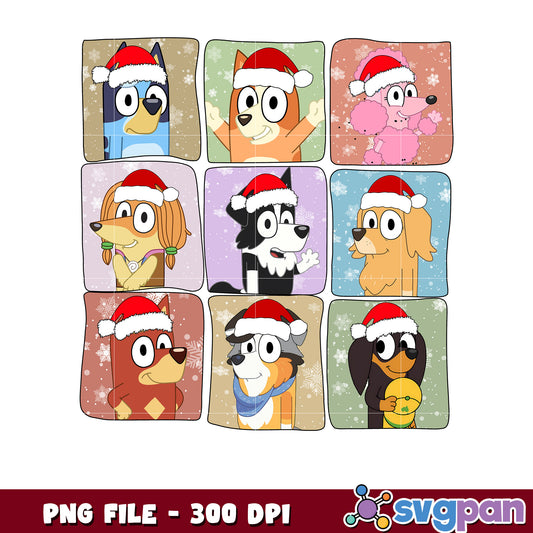 Bluey characters christmas png, bluey christmas png, merry christmas png