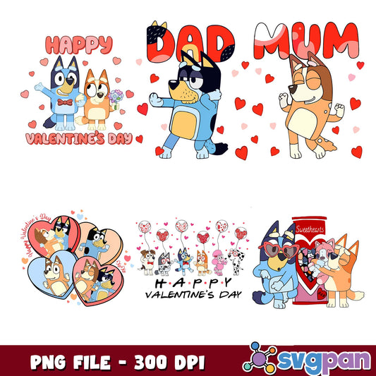 Bluey dad mum valentine png bundle