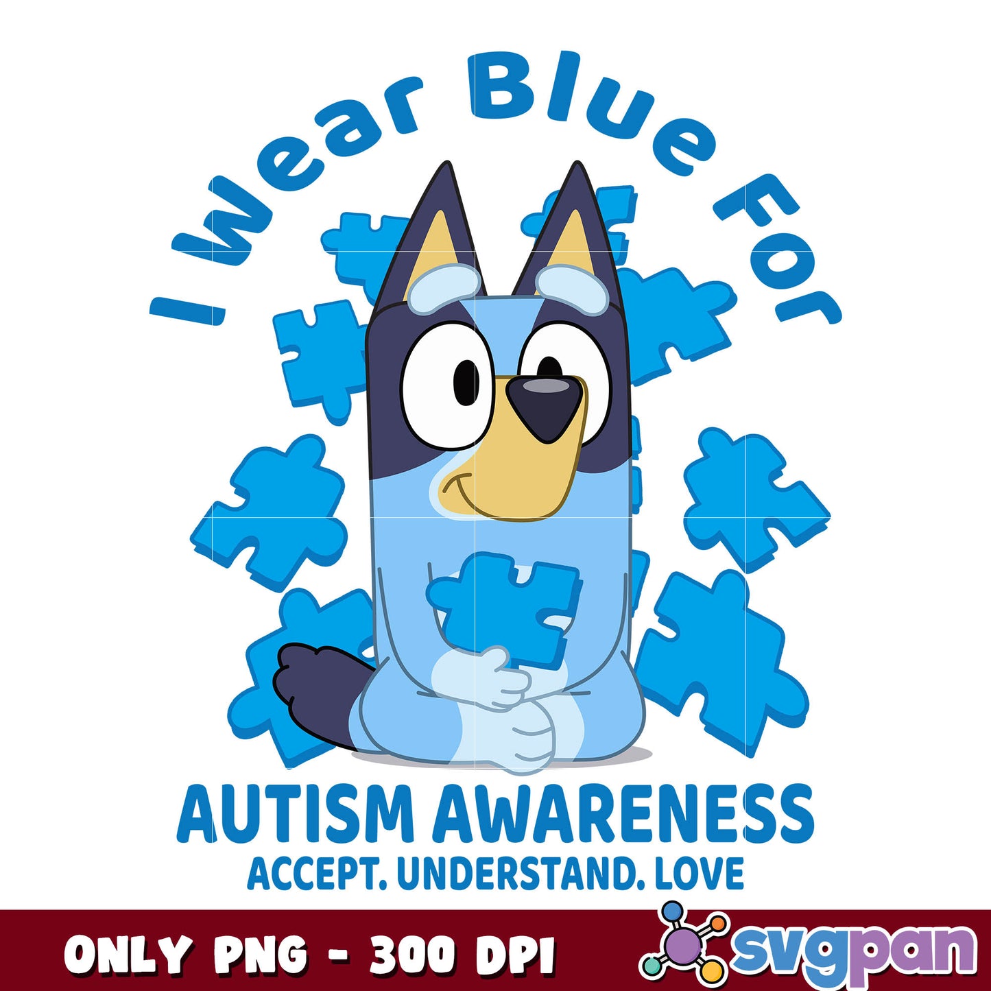 Bluey dog autism awareness png