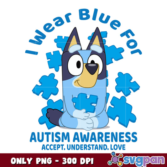 Bluey dog autism awareness png