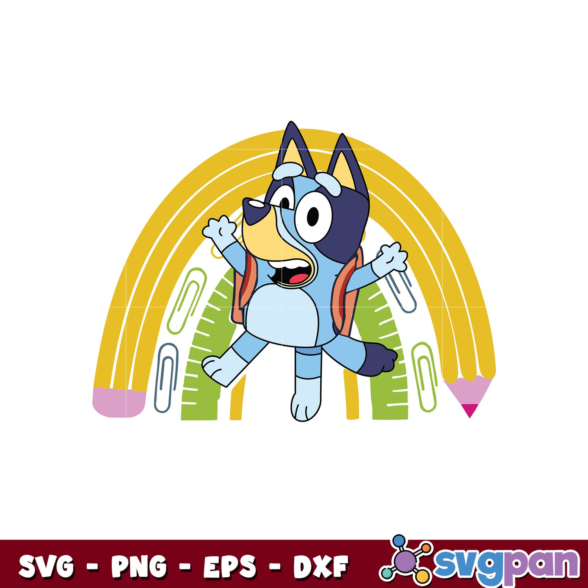 Bluey dog back to school svg, back to school svg, bluey cartoon svg