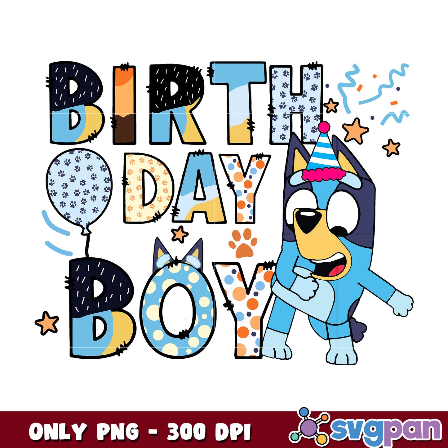 Bluey dog birthday boy png