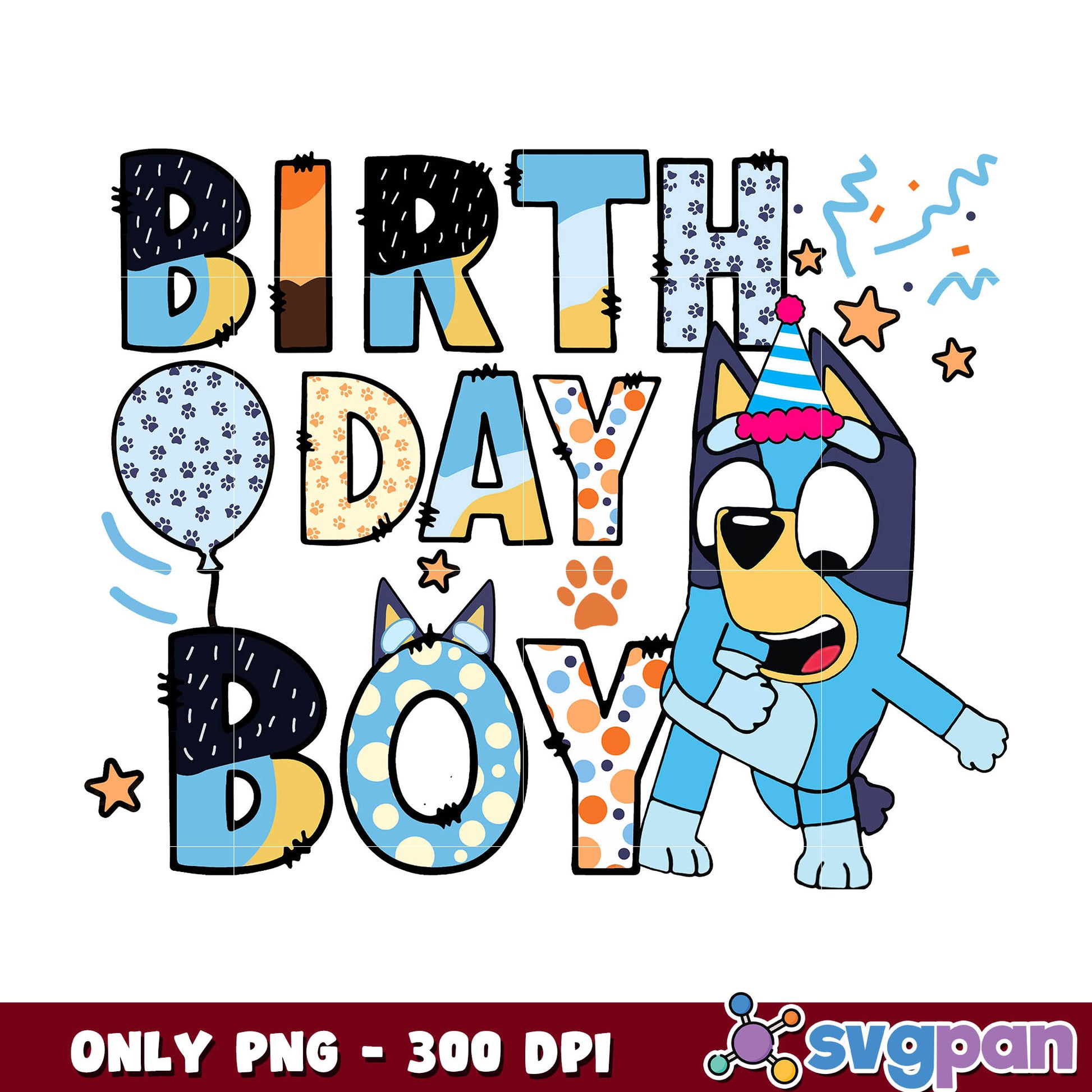 Bluey dog birthday boy cartoon png