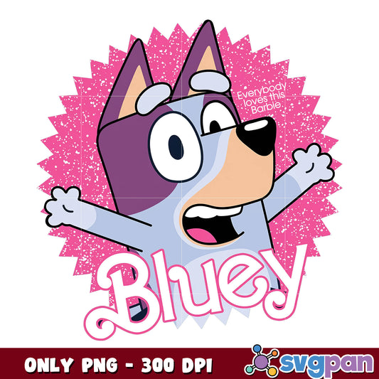 Bluey dog love barbie cartoon png