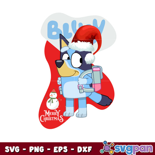 Bluey dog mery christmas hat svg, santa christmas svg, bluey svg