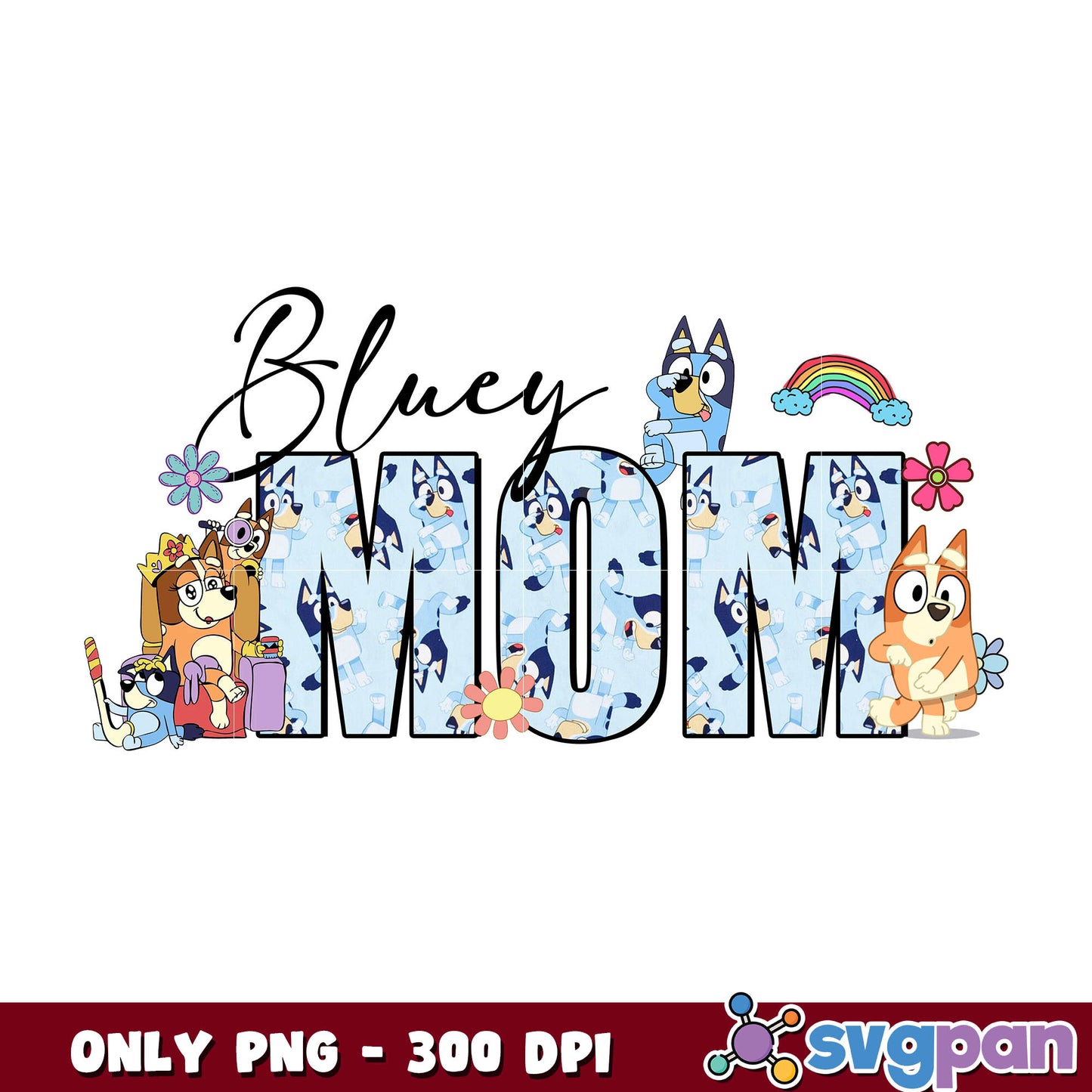 Bluey dog mom logo cartoon png