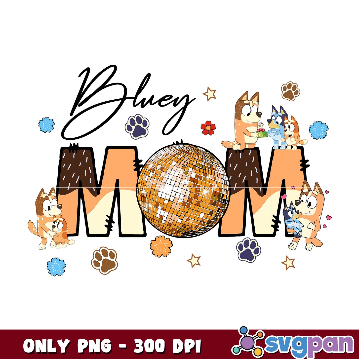 Bluey dog mom logo cartoon png