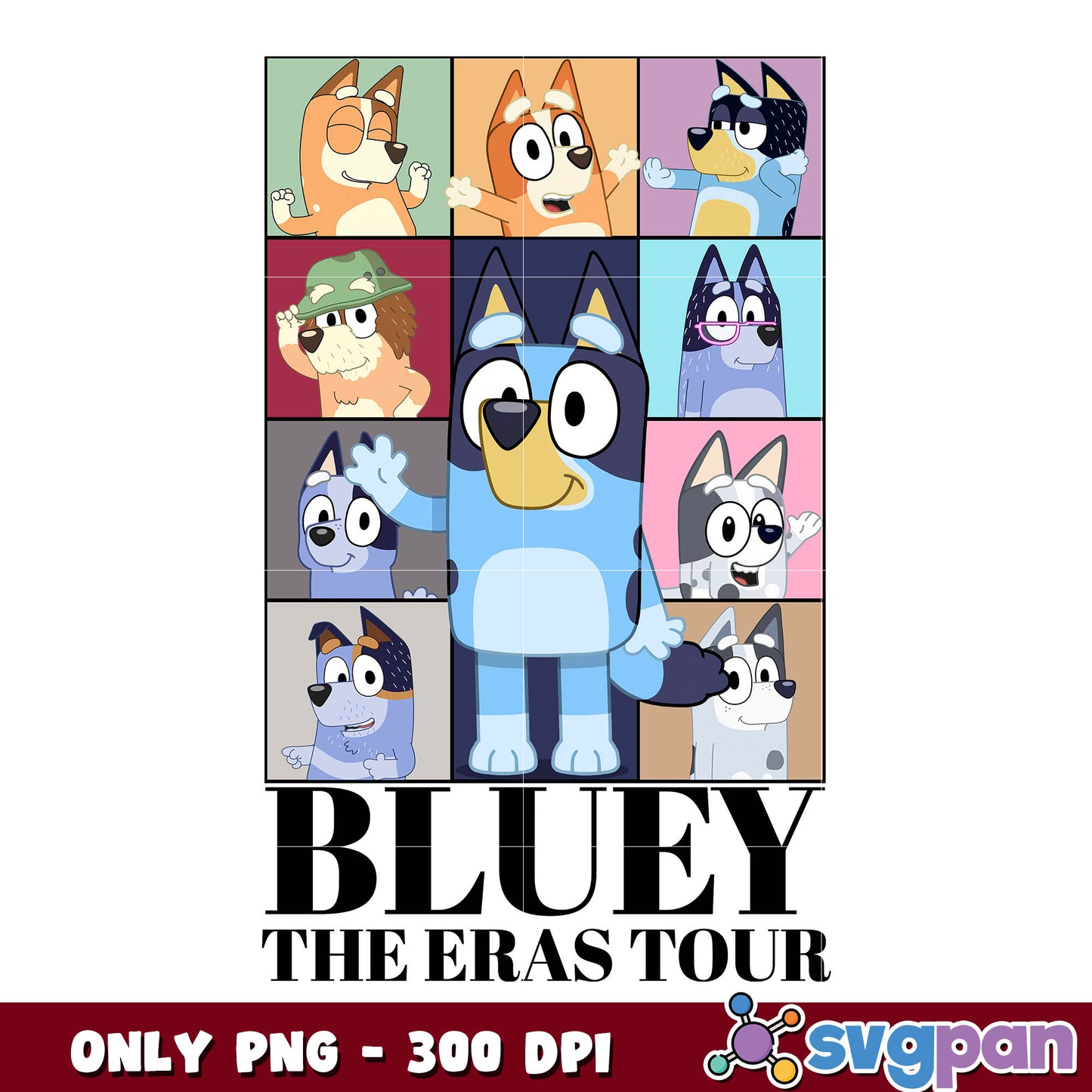 Bluey dog the eras tour cartoon png