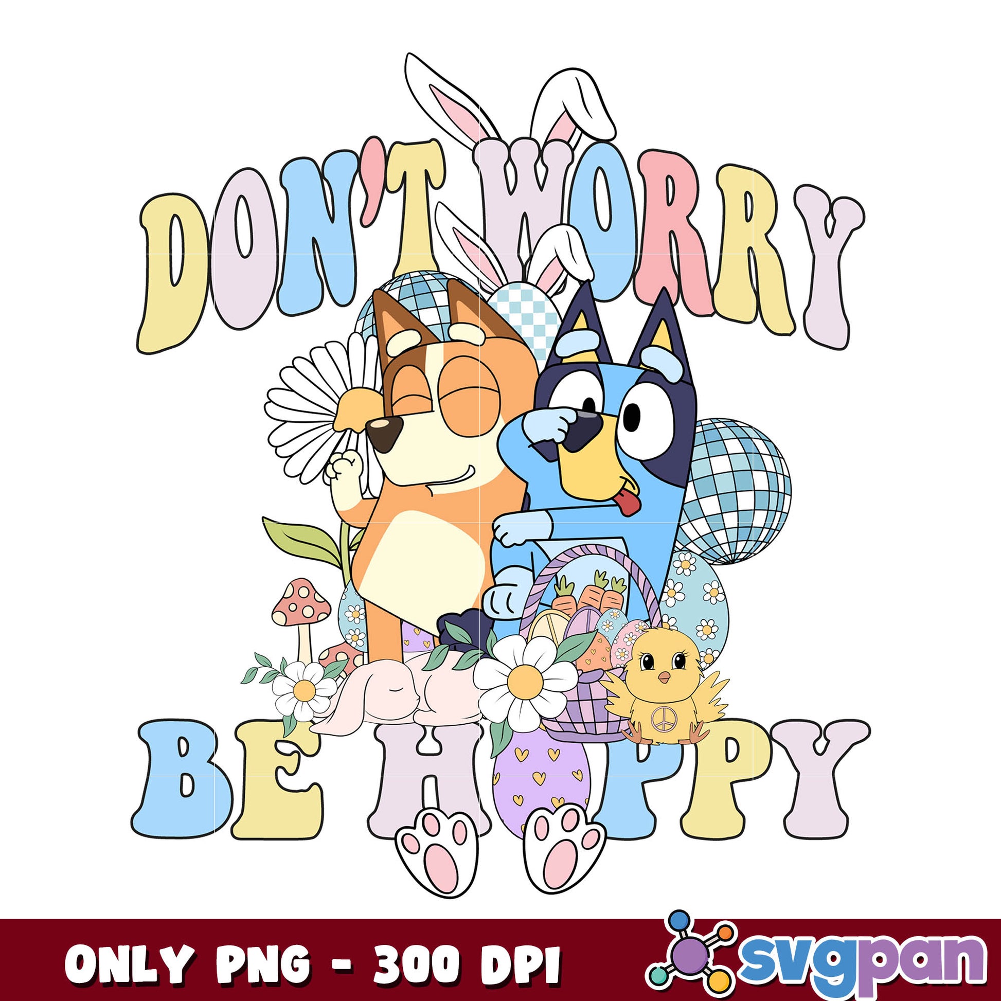 Bluey don't worry be happy cartoon png