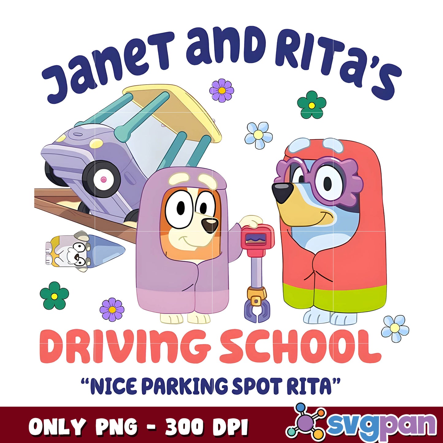 Bluey driving school cartoon png