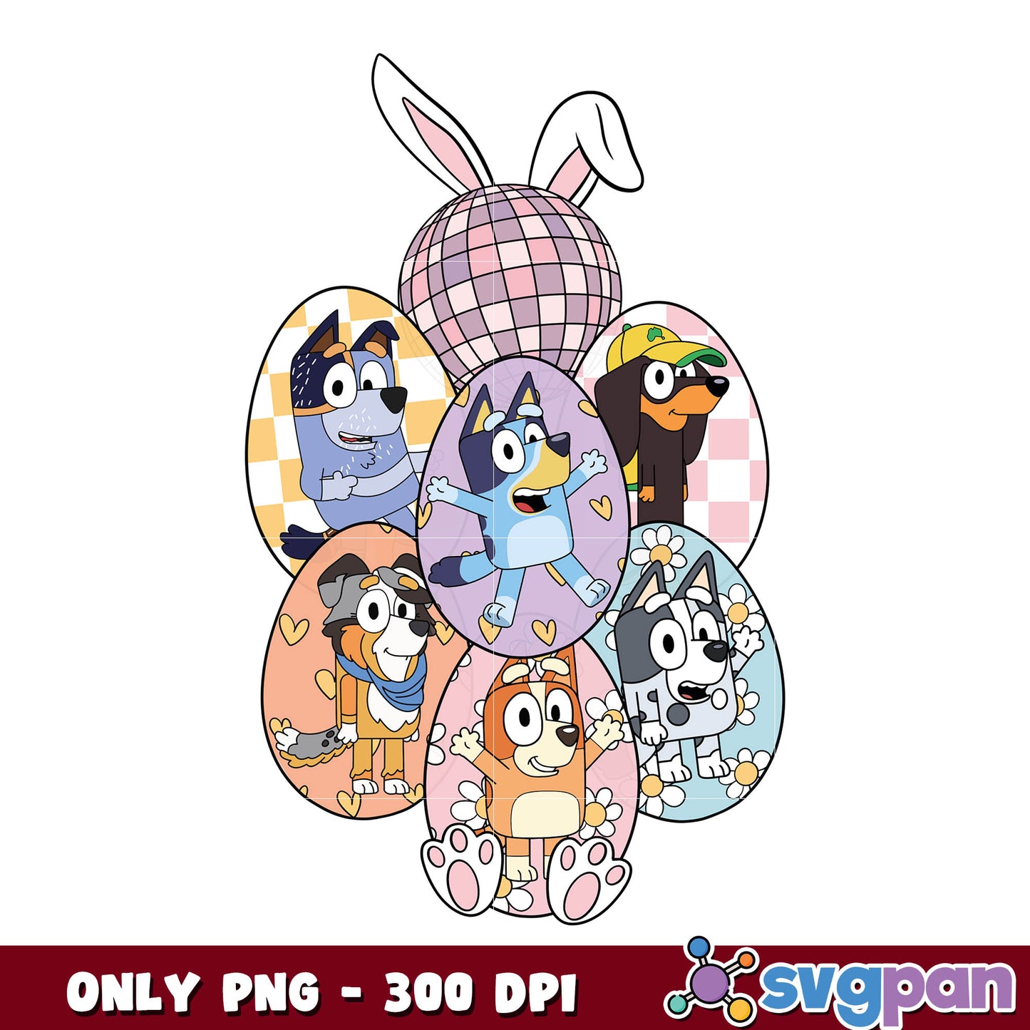 Bluey eggs easter cartoon png