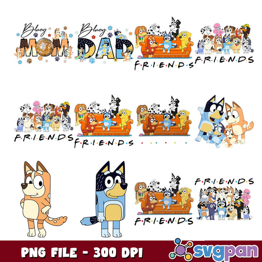 Bluey family and friend png bundle