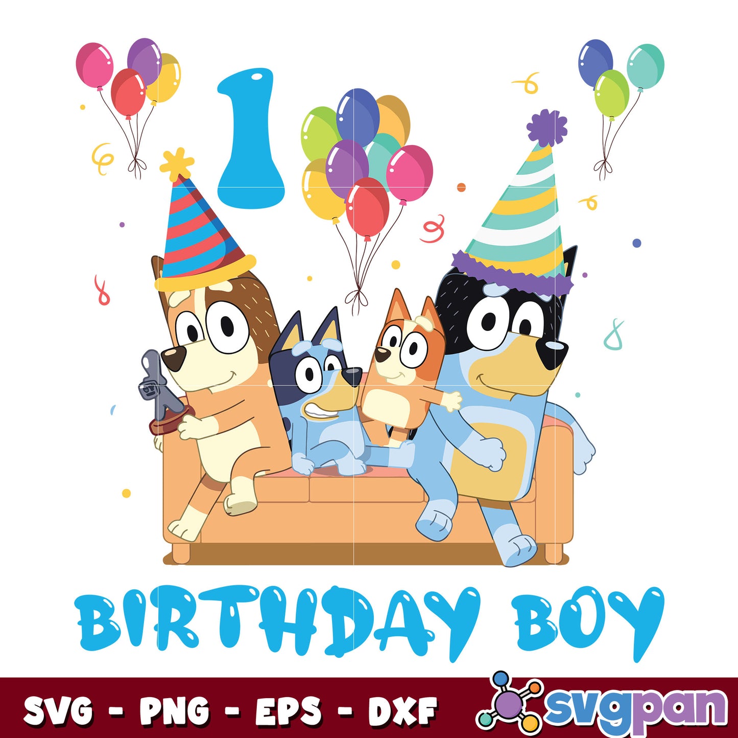 Bluey family birthday boy svg