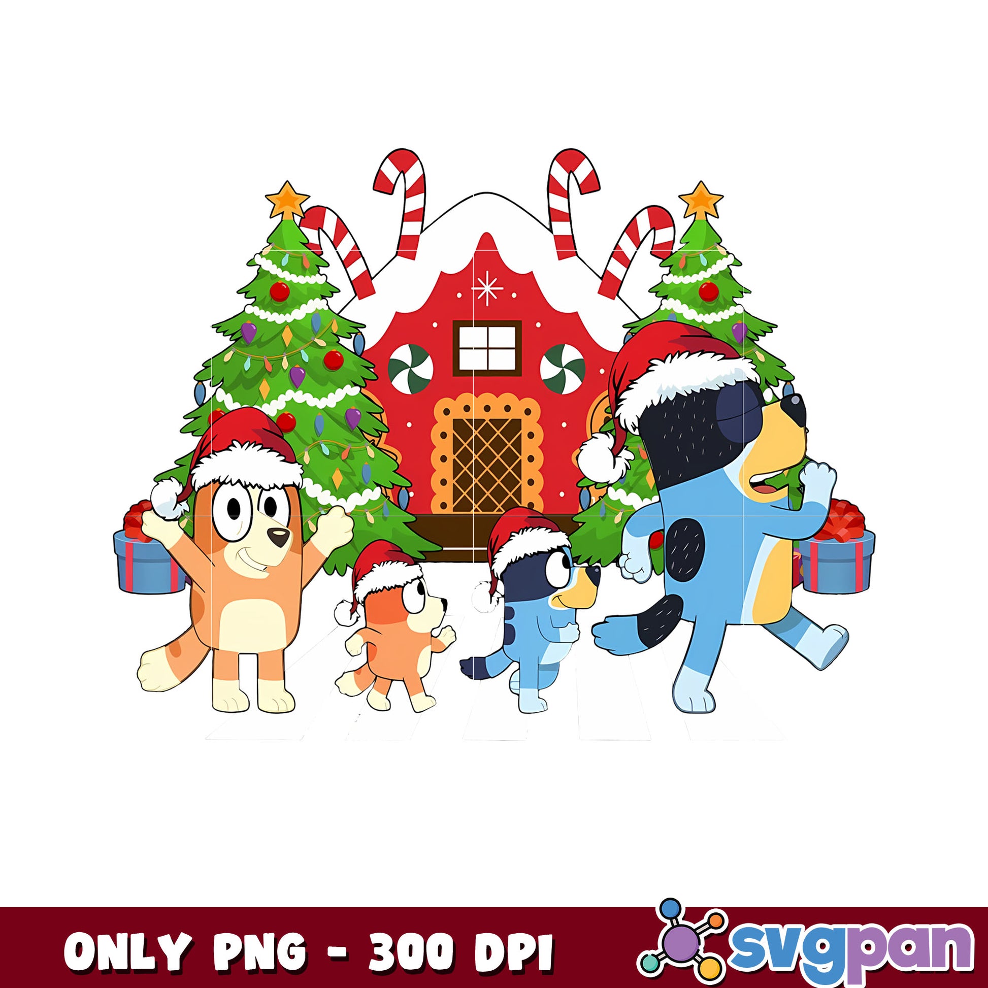 Bluey family christmas design png, bluey merry christmas png