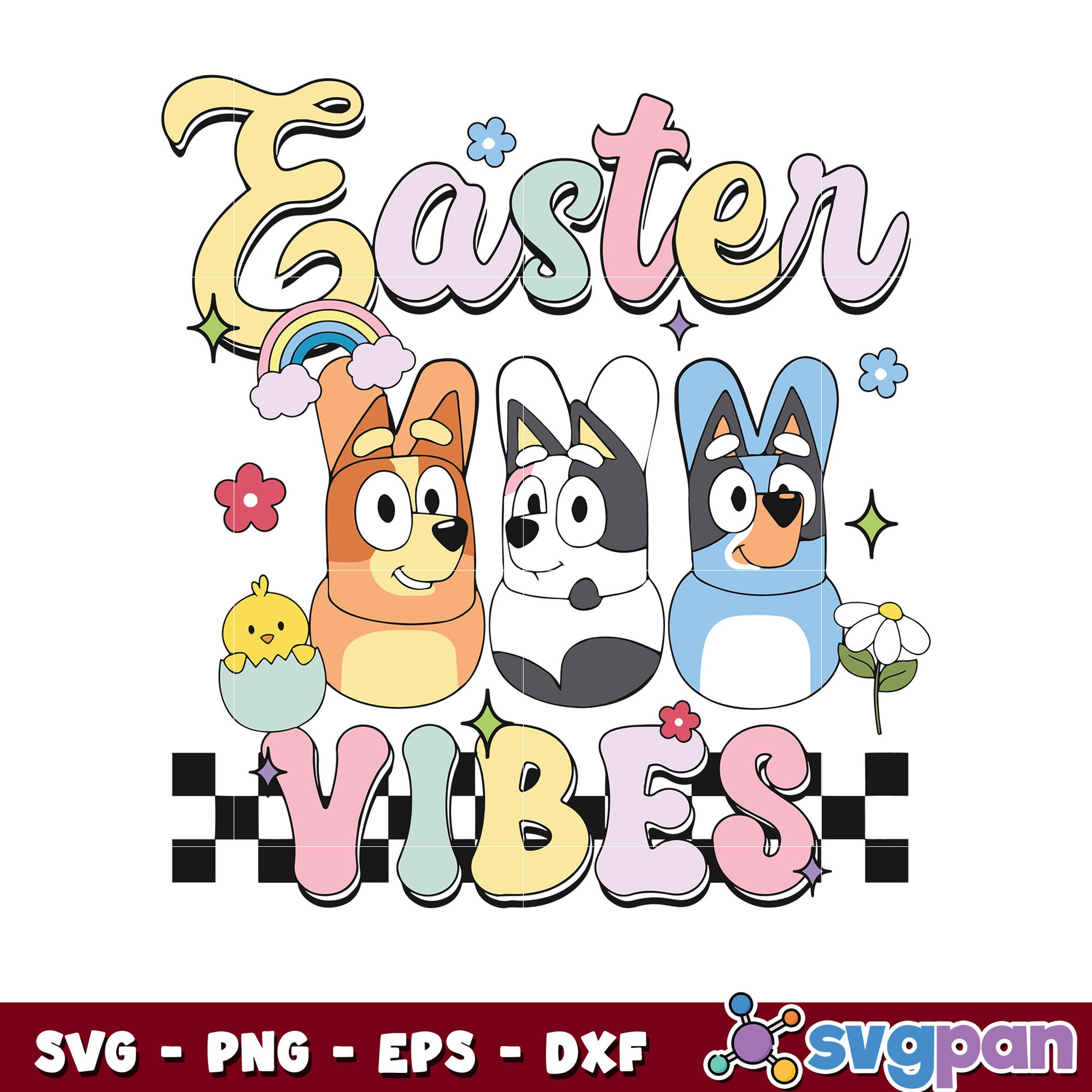 Bluey family easter vibes svg, bluey svg, bluey easter​ svg