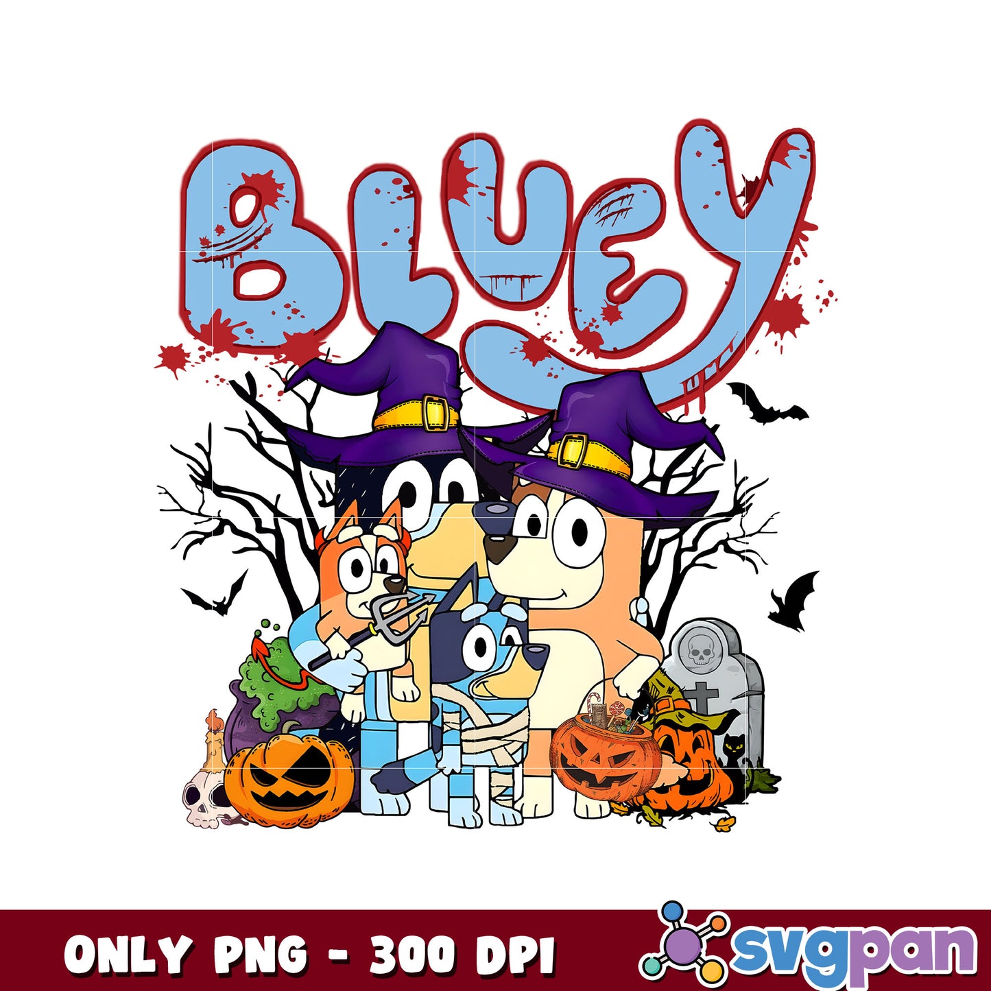 Bluey family halloween cartoon png, halloween bluey​ png