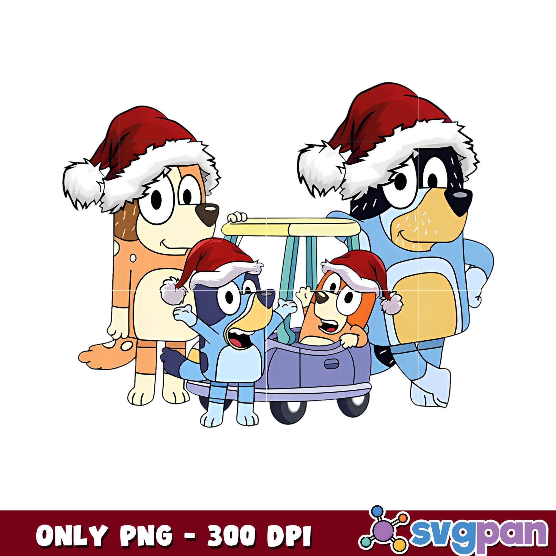 Bluey family merry christmas png, bluey christmas hat​ png