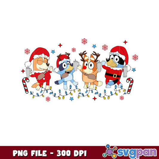 Bluey family png, christmas​ lights png, bluey christmas png