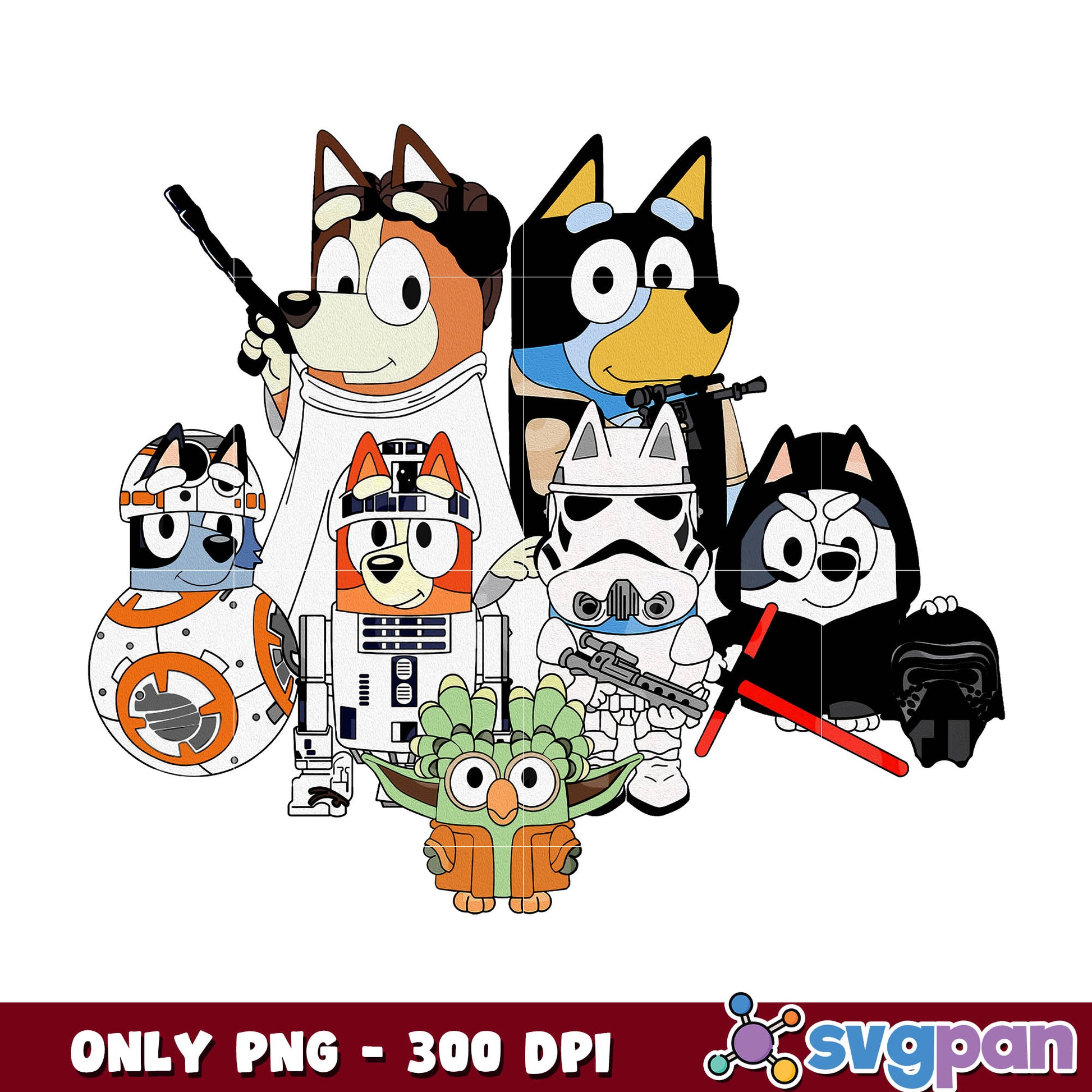 Bluey family star wars cartoon png