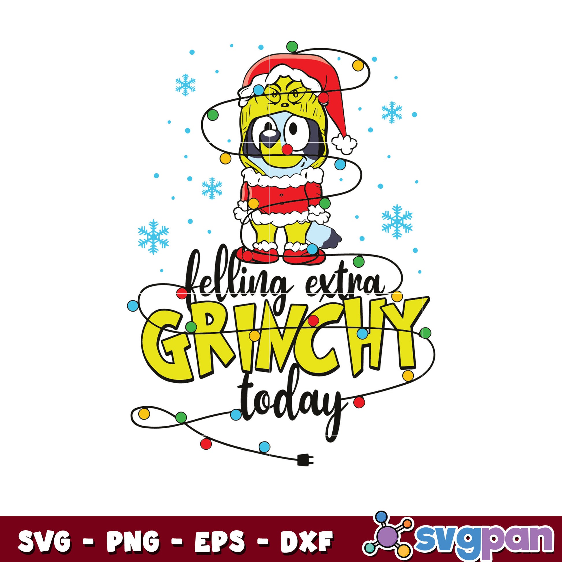 Bluey felling extra grinchy today svg, grinch lights​ svg