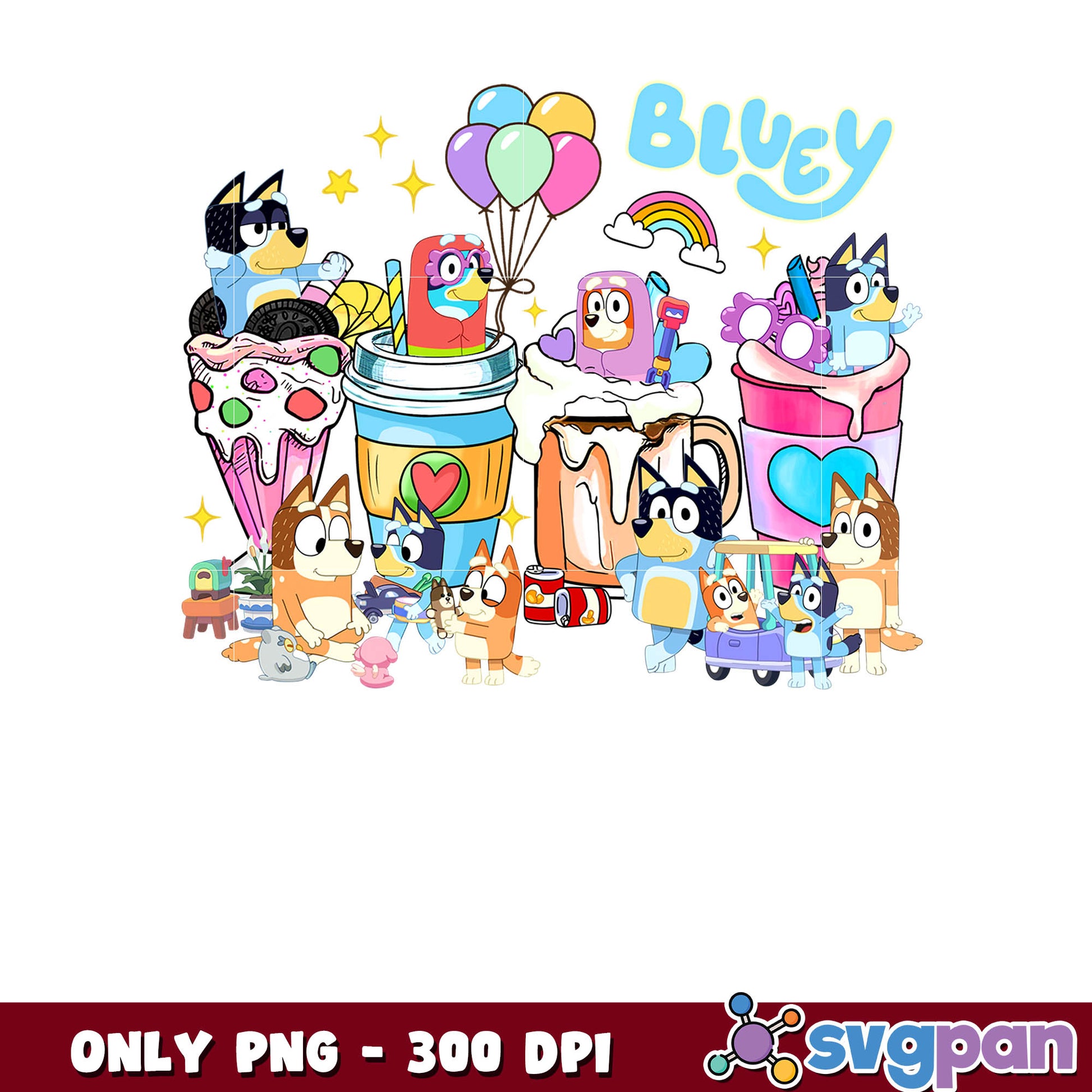 Bluey friends ice cream png