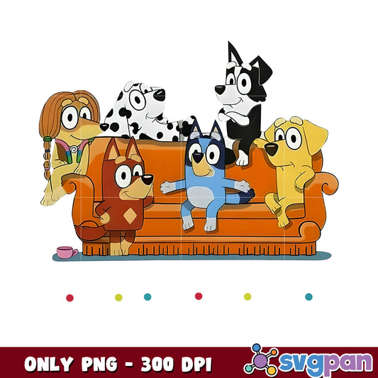 Bluey friends on sofa tour png