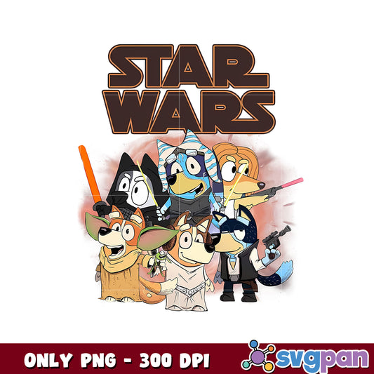 Bluey friends star wars characters png, bluey cartoon png