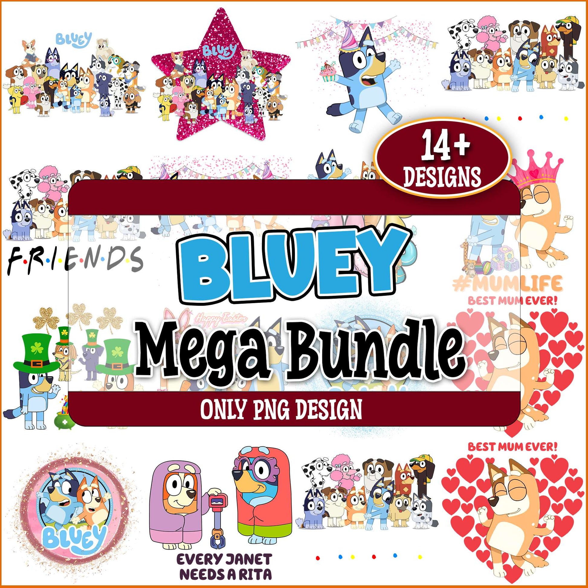 Bluey funny design png bundle