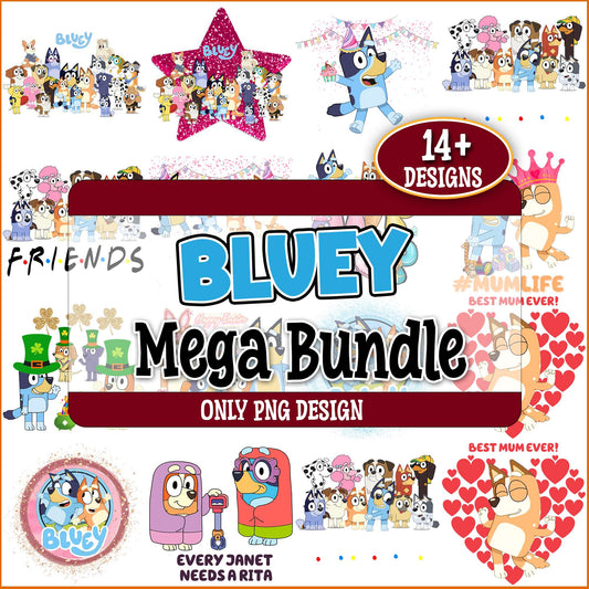 Bluey funny design png bundle