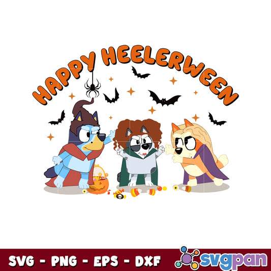 Bluey happy heelerween family svg, bluey and bingo svg, bluey svg