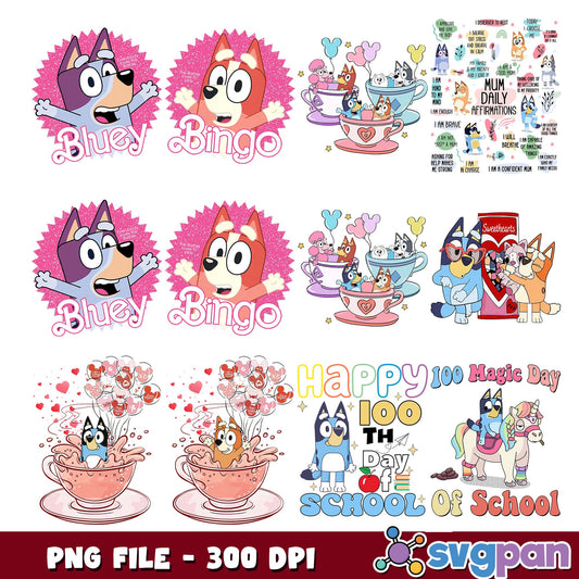 Bluey happy quotes png bundle