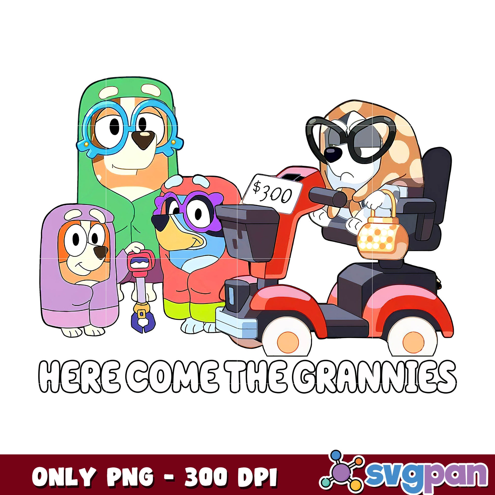 Bluey here come grannies cartoon png