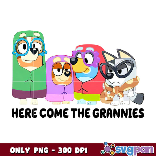 Bluey here come grannies cartoon png