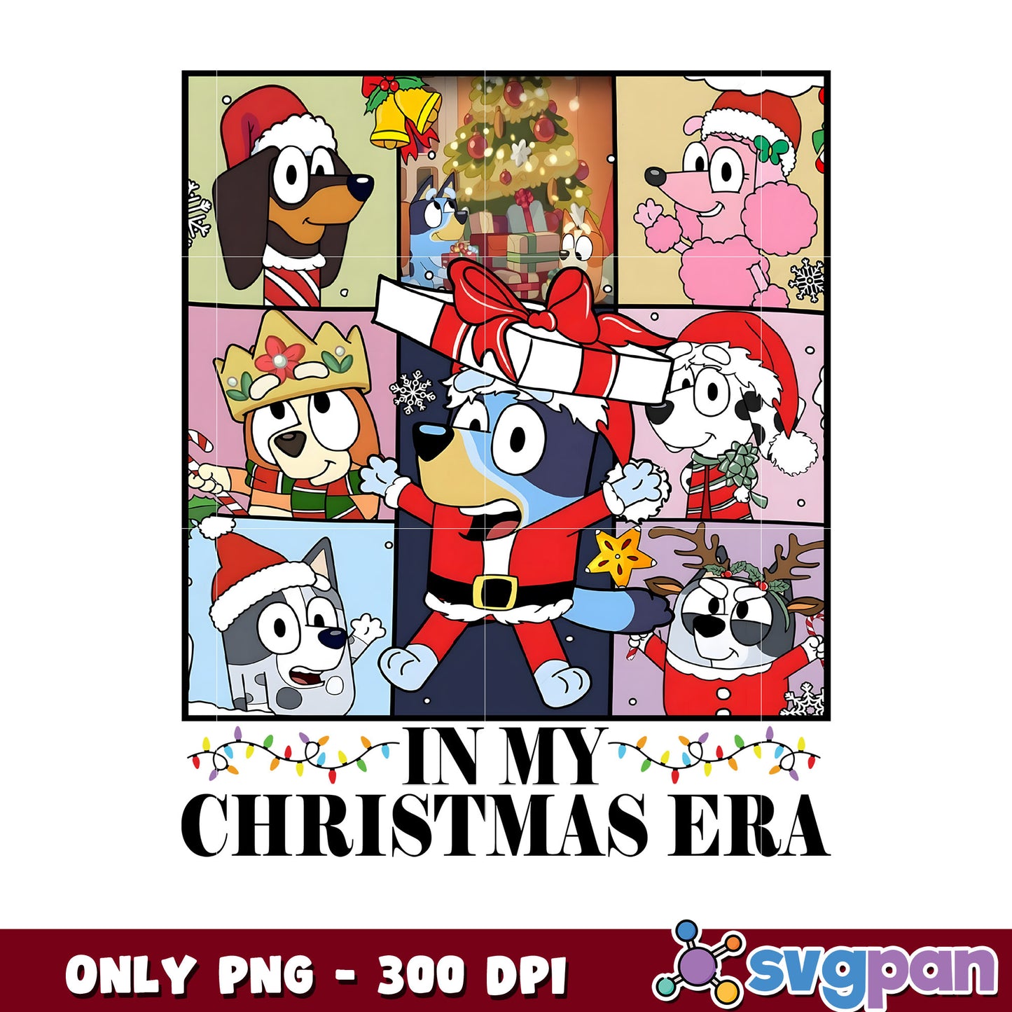 Bluey in my christmas era christmas png, bluey and friends png