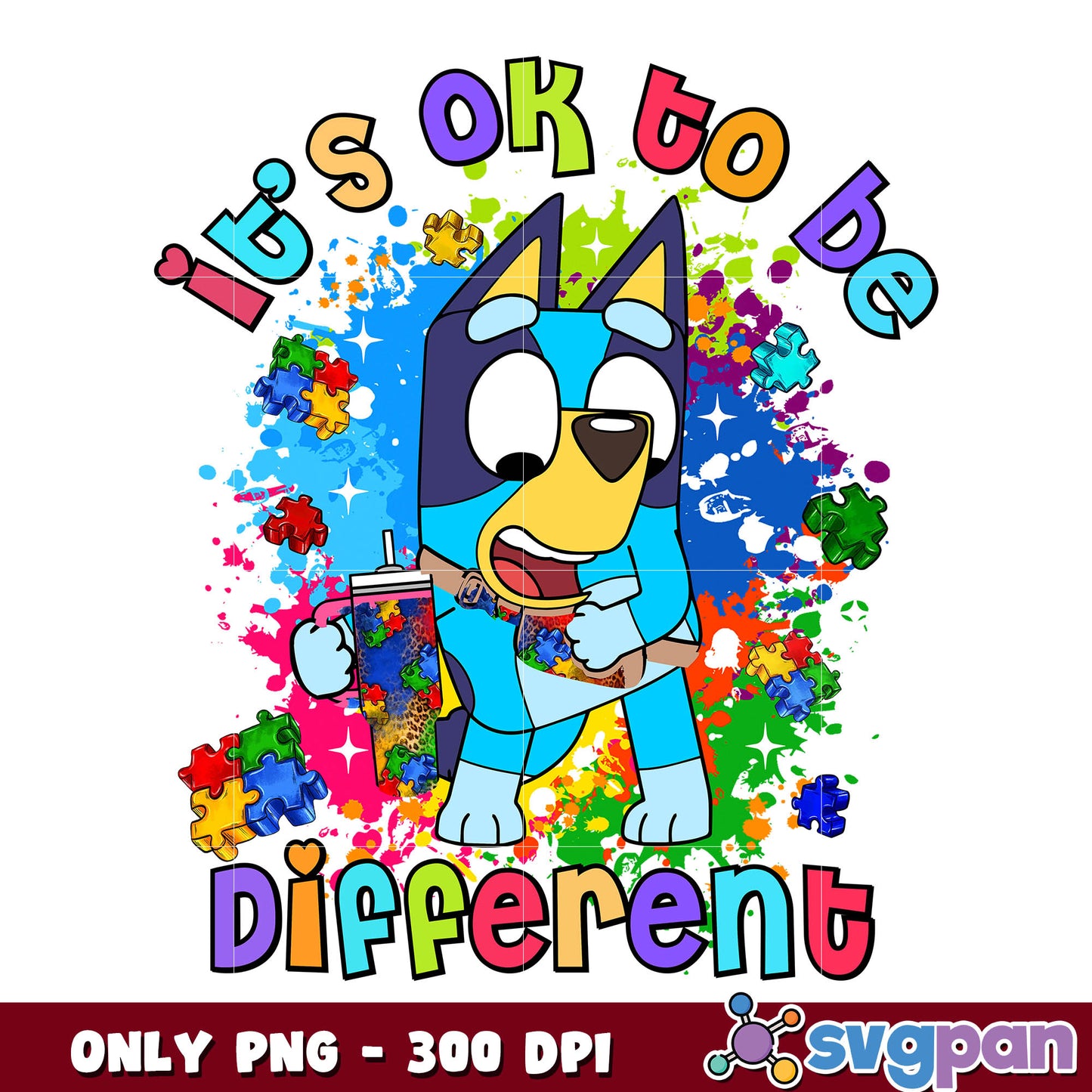 Bluey it's ok to be different png