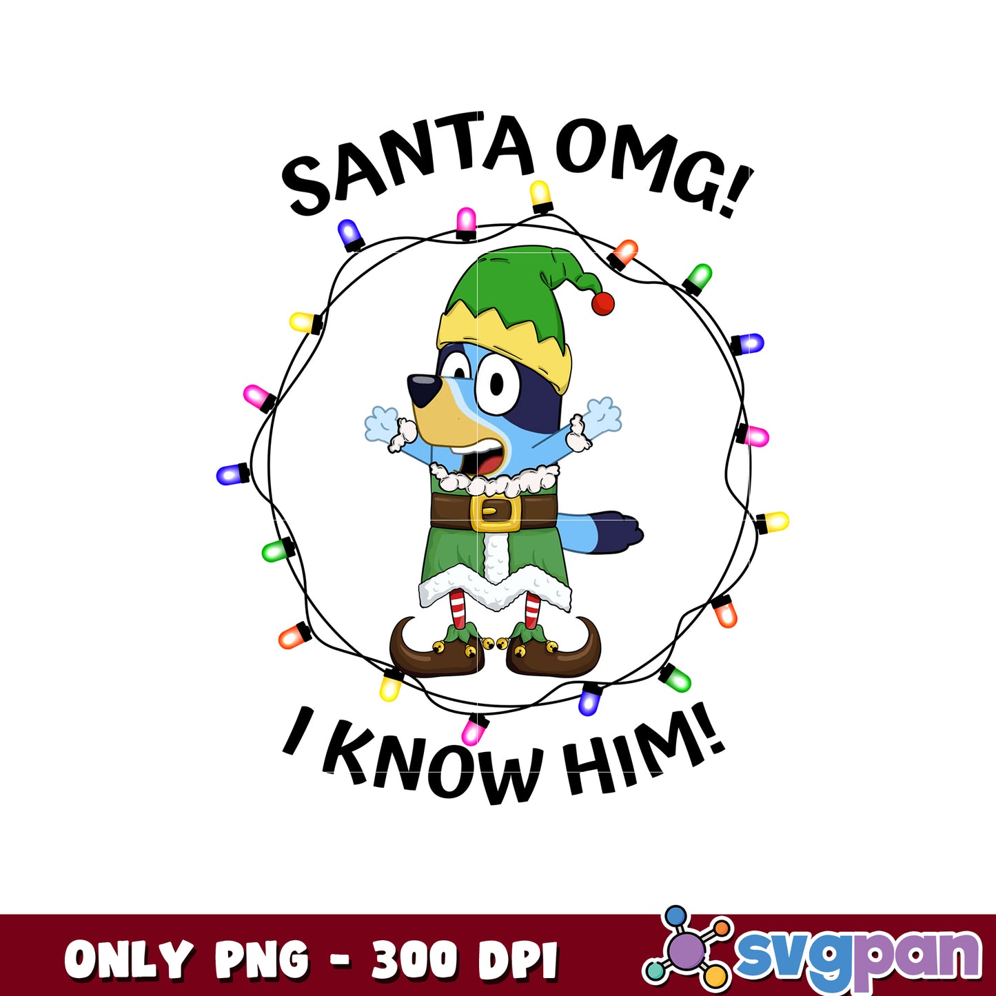 Bluey lights santa omg i know him png